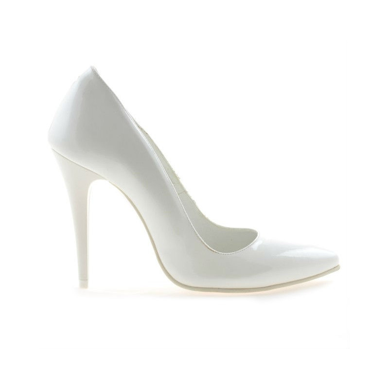 Elegantné dámske topánky 1241 lakovaná biela