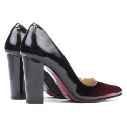 Elegantné dámske topánky 1261 lak bordová+čierna