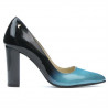 Elegantné dámske topánky 1261 lakovaná modrá+čierna