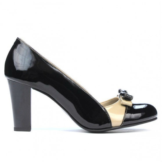 Elegantné dámske topánky 1227 lakovaná čierna + béžová