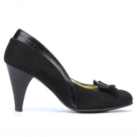 Elegantné dámske topánky 1065 čierny antilop + čierny lak
