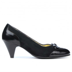 Elegantné dámske topánky 1064 lakovaná čierna + čierna antilopa