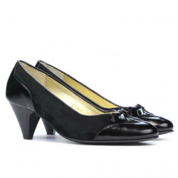 Elegantné dámske topánky 1064 lakovaná čierna + čierna antilopa