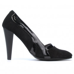 Elegantné dámske topánky 1208 čierna antilopa + čierny lak
