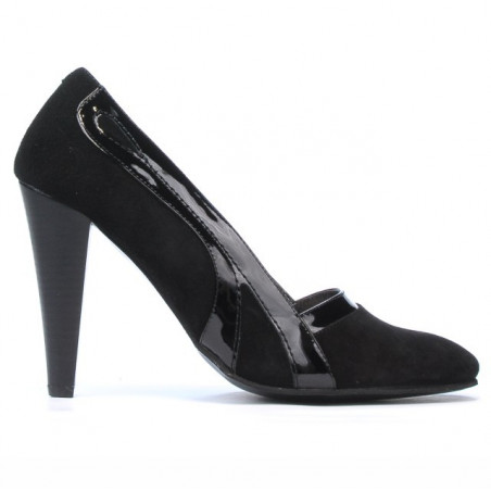 Elegantné dámske topánky 1208 čierna antilopa + čierny lak