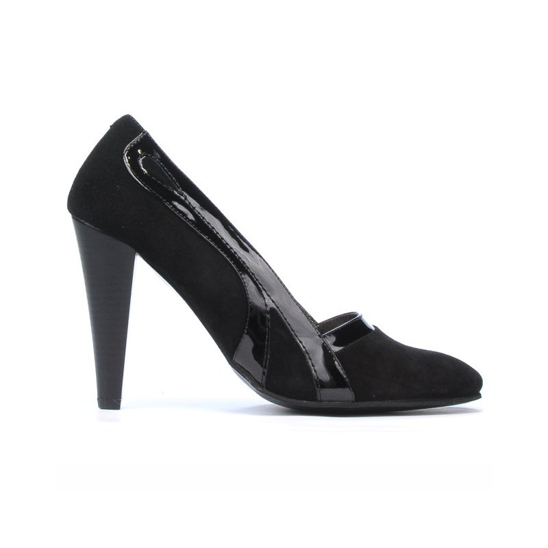 Elegantné dámske topánky 1208 čierna antilopa + čierny lak