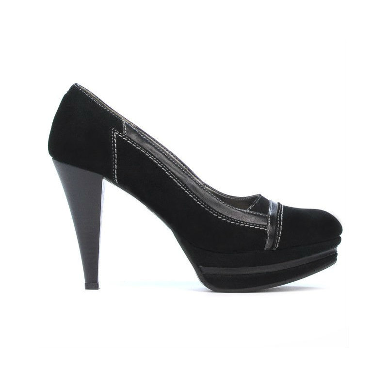 Elegantné dámske topánky 1094 čierna antilopa + čierny lak