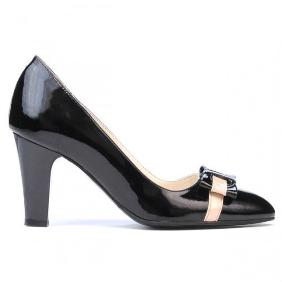Elegantné dámske topánky 1263 lak čierna+béžová