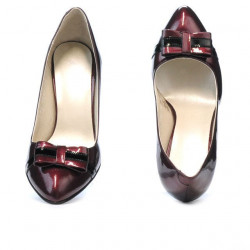 Elegantné dámske topánky 1263 lak bordové+čierne
