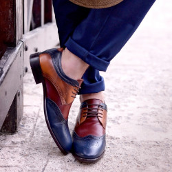 Pánske casual / elegantné topánky 874 indigo+hnedá