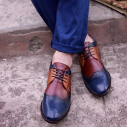 Pánske casual / elegantné topánky 874 indigo+hnedá
