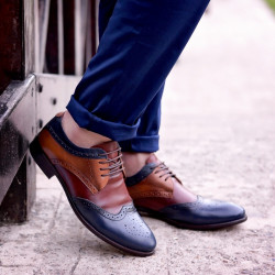 Pánske casual / elegantné topánky 874 indigo+hnedá lifestyle