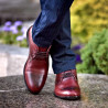 Elegantné pánske topánky 828-1 v hnedej farbe lifestyle