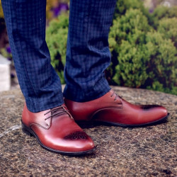 Elegantné pánske topánky 828-1 v hnedej farbe