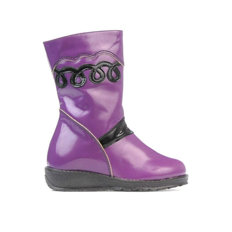 Čižmy pre malé deti 23c lak čierna+fialová
