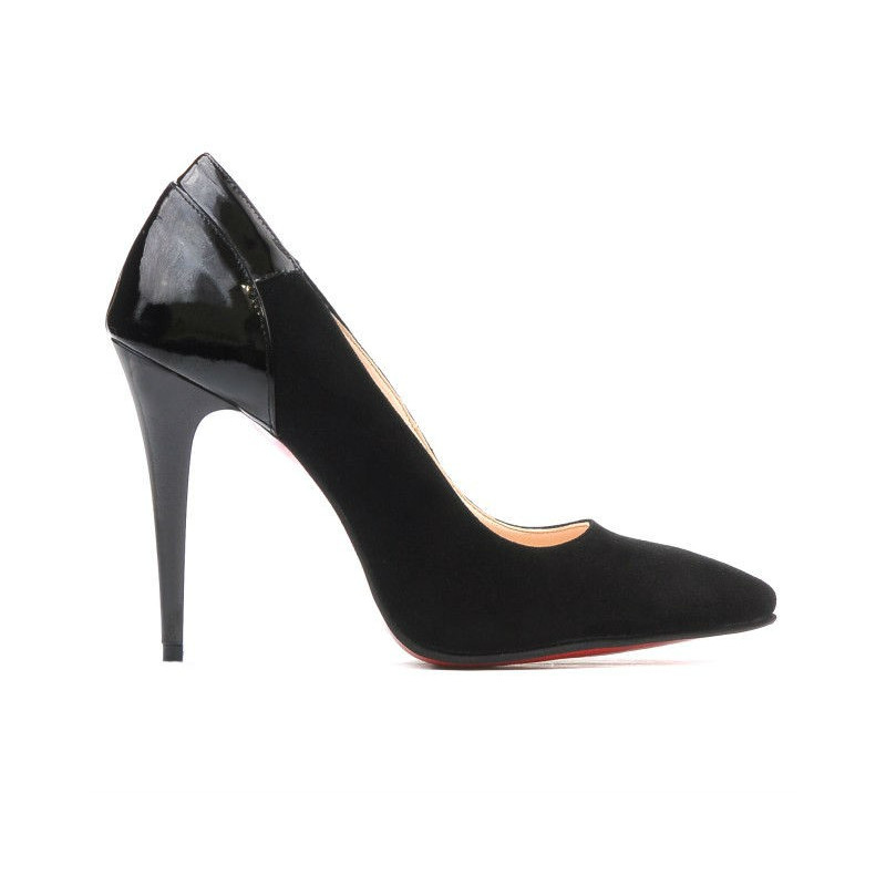Elegantné dámske topánky 1230 čierna antilopa+čierny lak