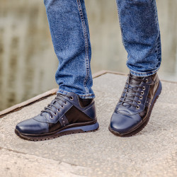 Pánske ležérne topánky 4110 indigo+čierne