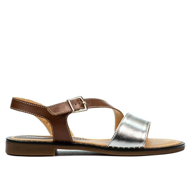 Dámske sandále 5070 hnedé + strieborné