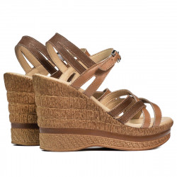 Dámske sandále 5086 kombinované camel