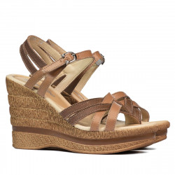 Dámske sandále 5086 kombinované camel