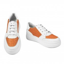 Dámske športové topánky 6059 biela+oranžová