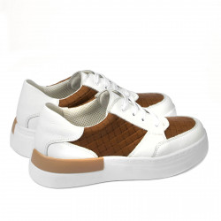 Dámske športové topánky 6059 biele+camel