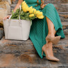 Elegantné dámske topánky 1302 laková camel