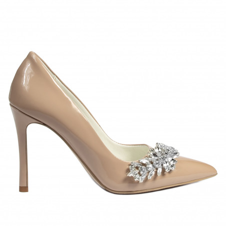 Elegantné dámske topánky 1300 lak camel