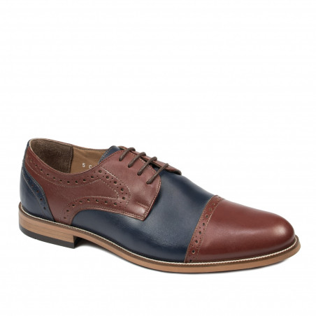 Elegantné pánske topánky 880 hnedé+indigo