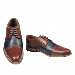 Elegantné pánske topánky 880 hnedé+indigo
