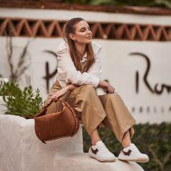 Dámske športové topánky 6088 biela + béžová lifestyle