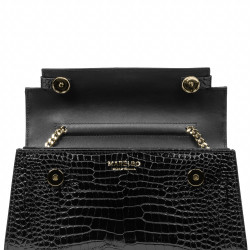 Dámska crossbody kabelka 041g čierny lakovaný krokodíl