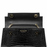 Dámska crossbody kabelka 041g čierny lakovaný krokodíl