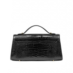 Dámska crossbody kabelka 041g čierny lakovaný krokodíl