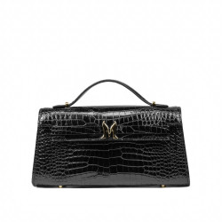 Dámska crossbody kabelka 041g čierny lakovaný krokodíl