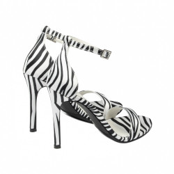 Dámske sandále 1349 satén zebra biela