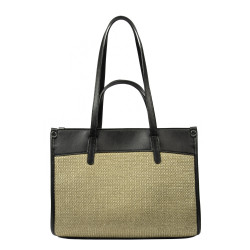 Dámska plážová taška 045g 01 čierna napa+rafie sand olive