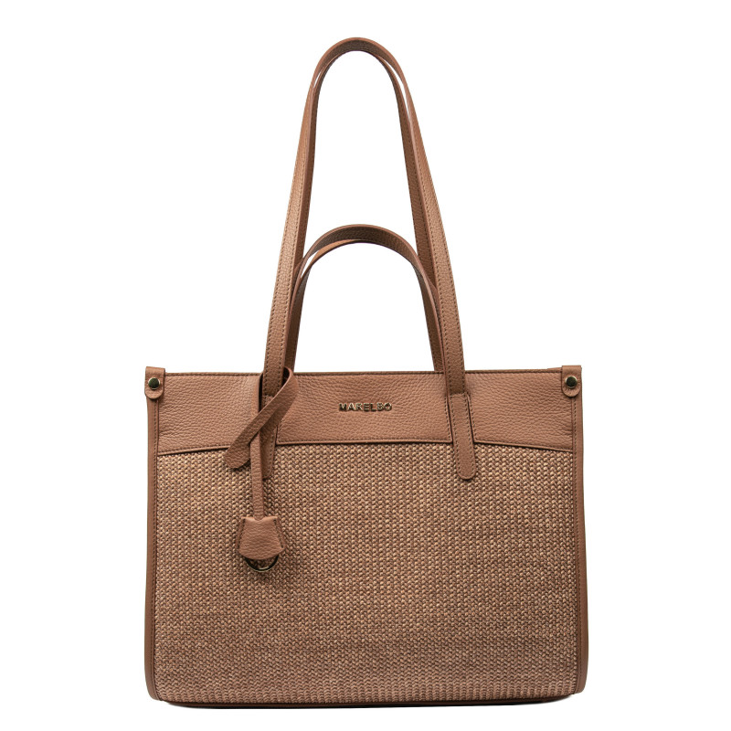 Dámska plážová taška 045g camel+rafia karamel