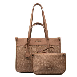 Dámska plážová taška 045g camel+rafia karamel