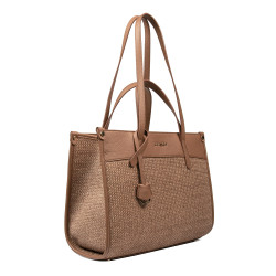 Dámska plážová taška 045g camel+rafia karamel