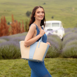 Dámska plážová taška 044g 01 blue sky+rafia lifestyle
