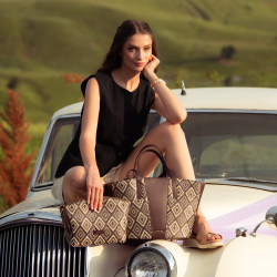 Dámska plážová taška 044g rafiová kakao lifestyle