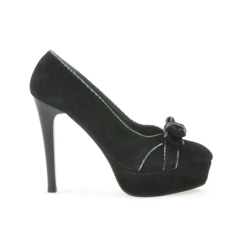 Elegantné dámske topánky 1095 čierna antilopa+strieborná